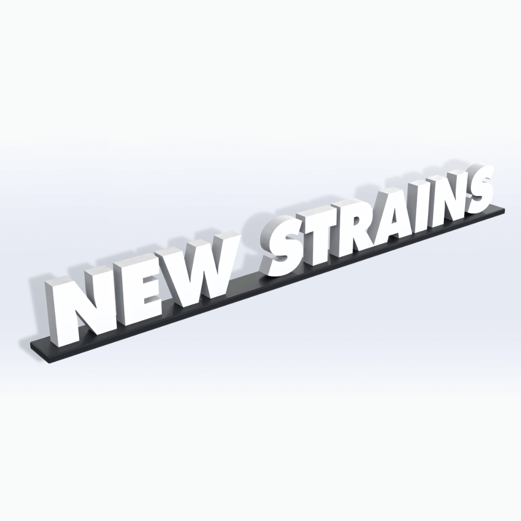 Acrylic New Strains Pedestal Sign - SeattleDesignLab